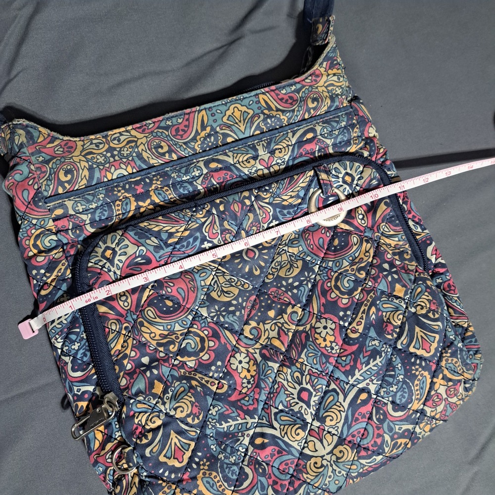 Travelon Anti Theft Travel Quilted Crossbody Bag Paisley Floral Pockets Zippers - Picture 8 of 12